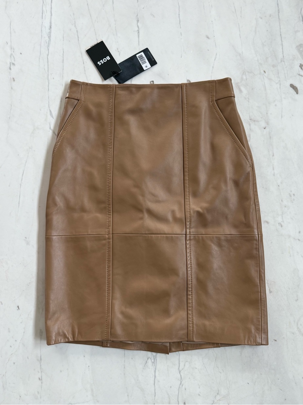 New BOSS Seleni Leather Pencil Skirt - Picture 12 of 16